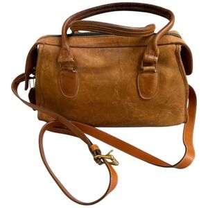 Vintage 80s Coach British Tan Leather Broadway Satchel Shoulder Bag Brown